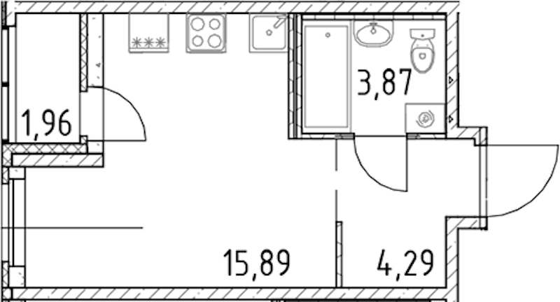 Квартира студия 24.05 м², 13/17 эт., ЖК «Город Первых»